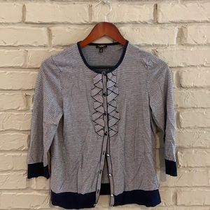 Navy and White cardigan 🤍